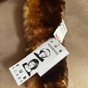 Surell Women's Brown Tan Faux Fur Headband / Faux Fur Scarf